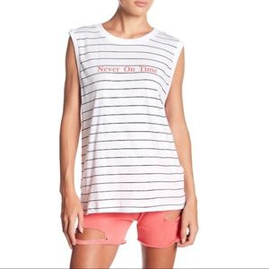 Wildfox-“Never On Time” Sleeveless Muscle Tank Top